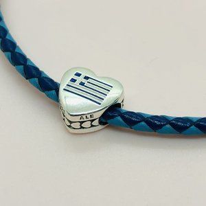 Greece flag Charm Exclusive Heart Bead Charm